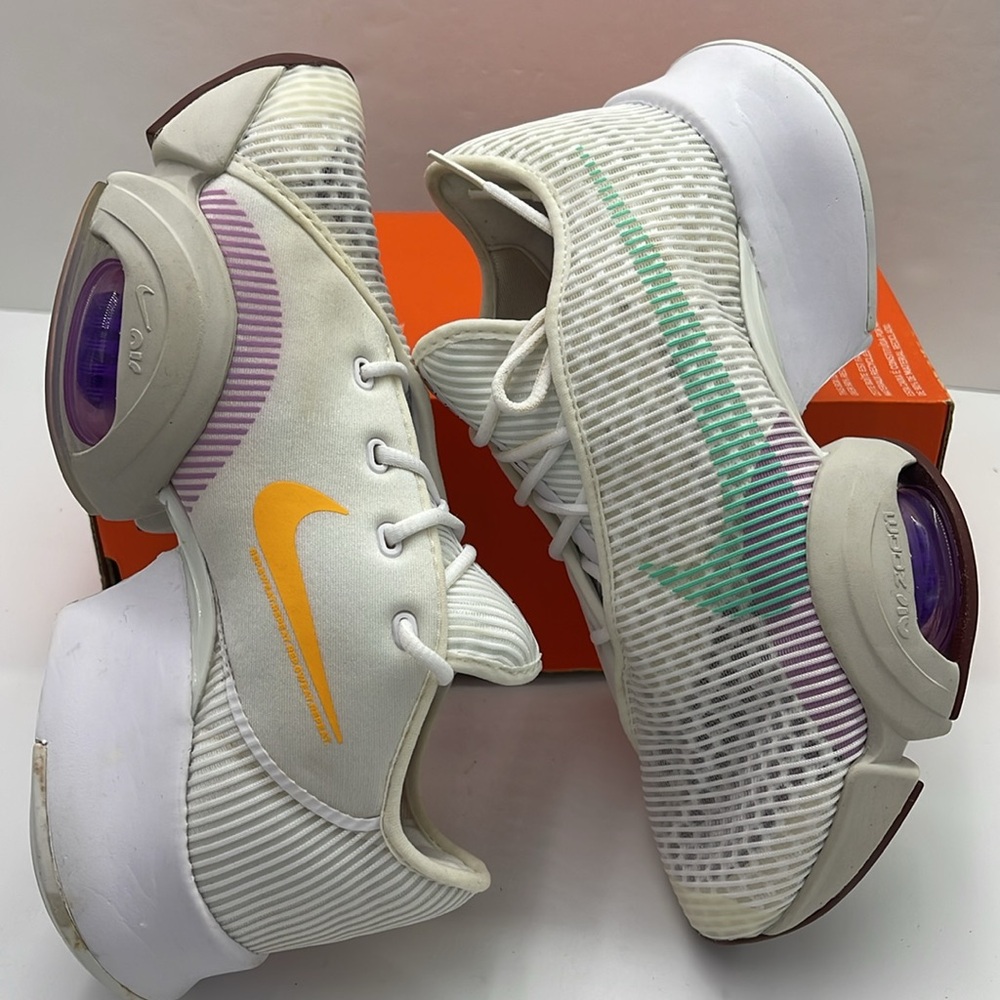 Nike WMNS White Sneakers with Orange and Green Swooshes NIKE AIR ZOOM SUPERREP 2 - Picture 11 of 16